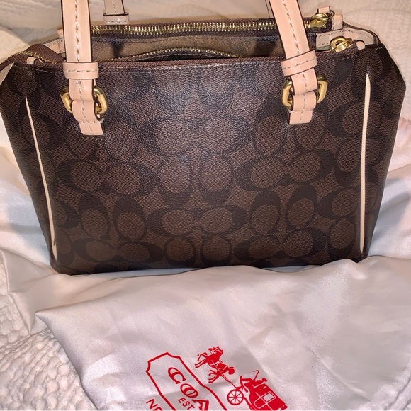 Coach Signature Peyton Jordan Double Zip Bag Brown Tan - Picture 5 of 15